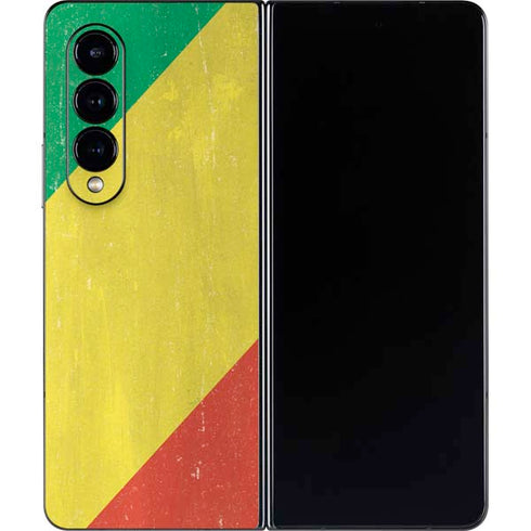 Republic of the Congo Flag Distressed Galaxy Z Fold4 5G Skin